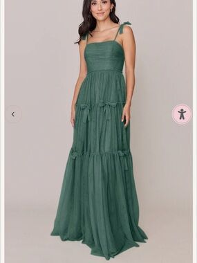 Revelry Eloise Tulle Dress Greenery Long Maxi Bridesmaids Dress Size 0